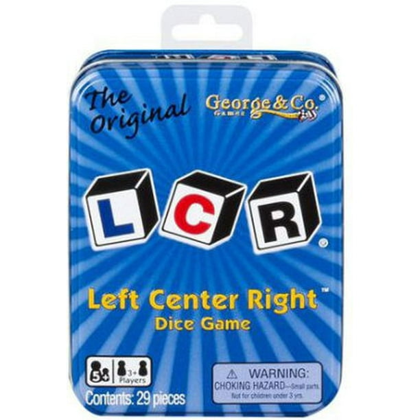 LCR Dice Game in Blue Tin & LCR Wild Dice Game in Green Tin Left Right Center